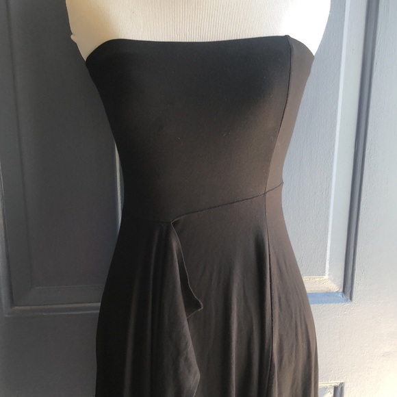 Ann Taylor Black Strapless Vertical Front Ruffle Dress size XS - Picture 9 of 12